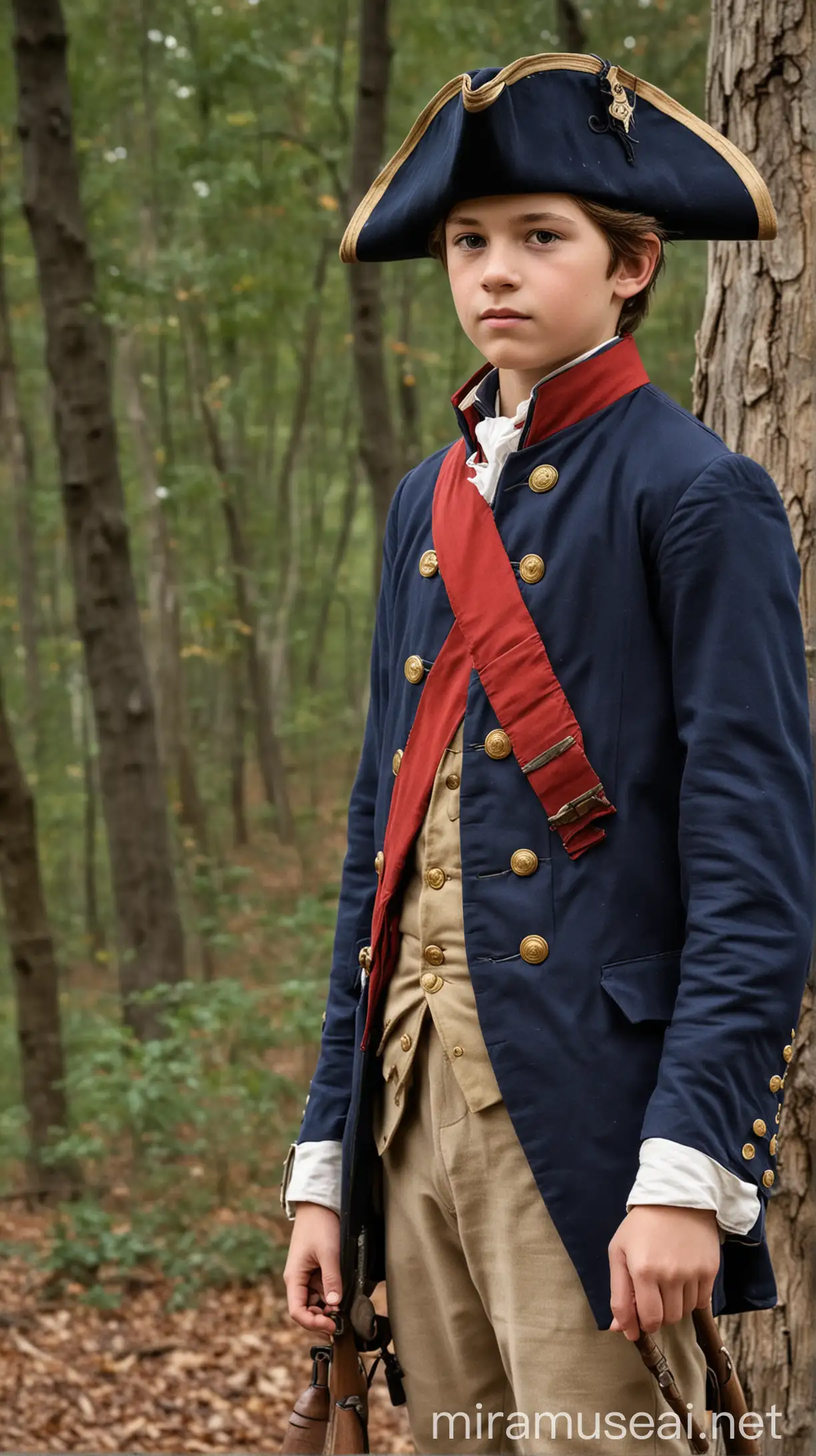 13YearOld Jackson as Continental Army Messenger in Hyper Realistic Style