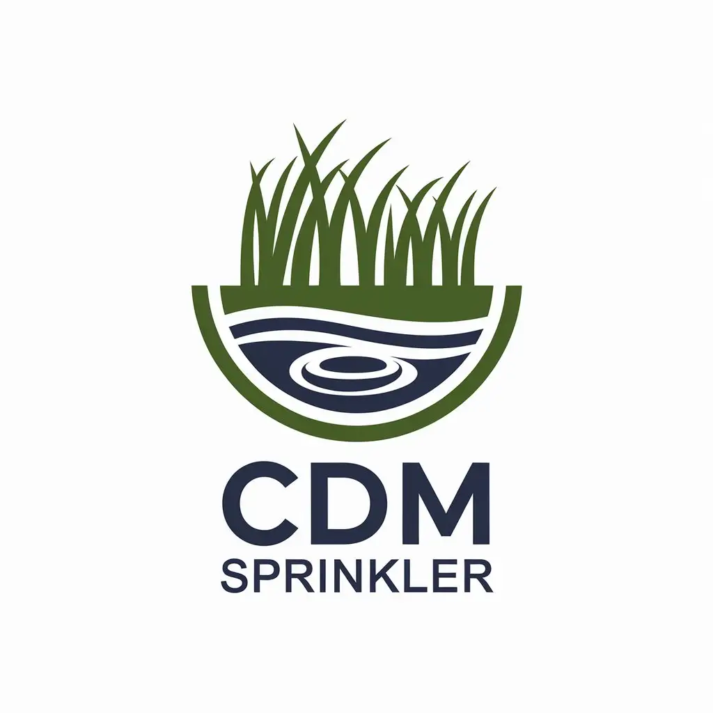 LOGO Design for CDM Sprinkler Vector Logo with Grass and Water Theme for the Construction Industry