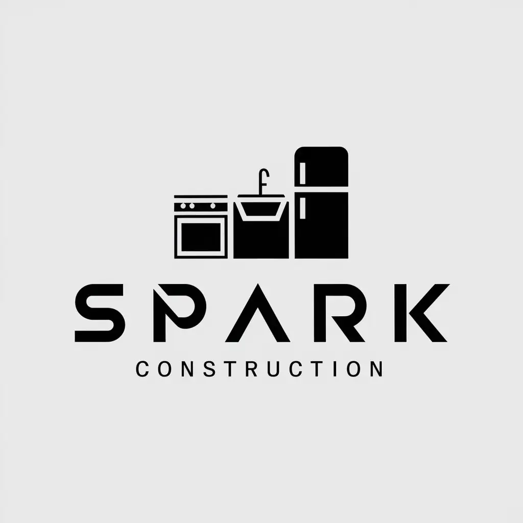 a logo design,with the text "Spark", main symbol:Kitchen,Moderate,be used in Construction industry,clear background