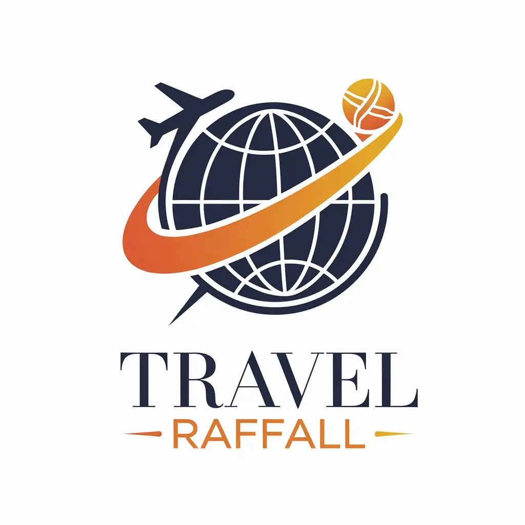 LOGO Design for Travel Raffall Premium Globe and Ticket Symbol with Navy Blue Gold and Vibrant Accents