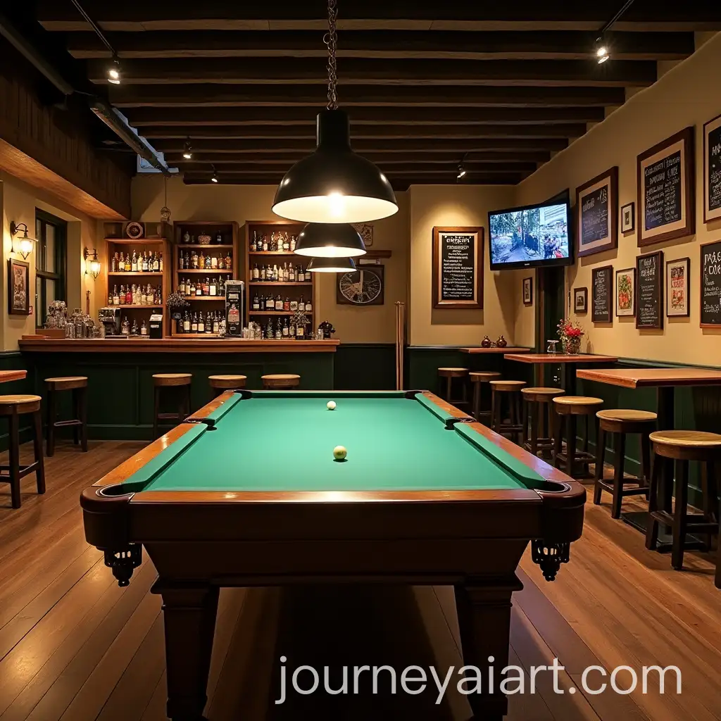 Coffee-Shop-with-Billiard-Table-in-a-Cozy-Urban-Setting