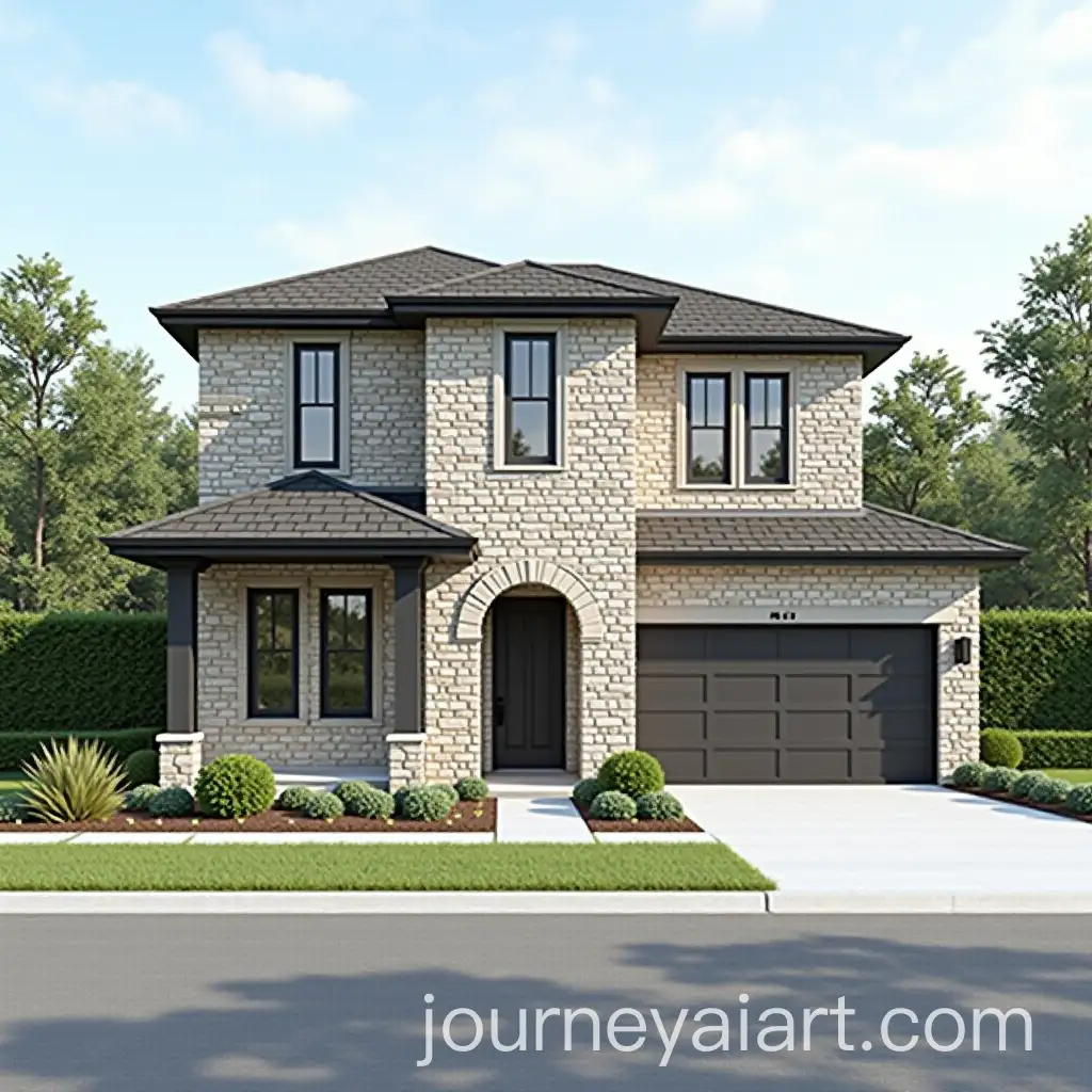 Modern-StoneClad-ThreeStory-Home-with-Double-Garage-Facade