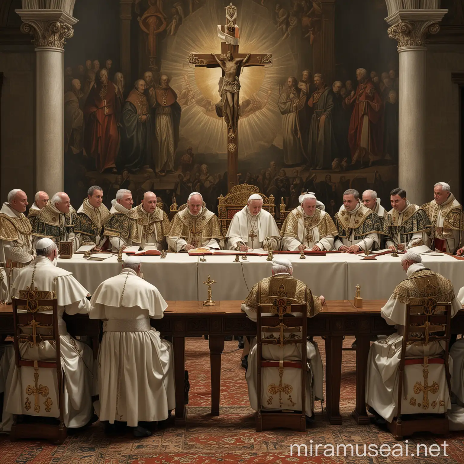 Council of Nicia with Popes Christian Theme Gathering