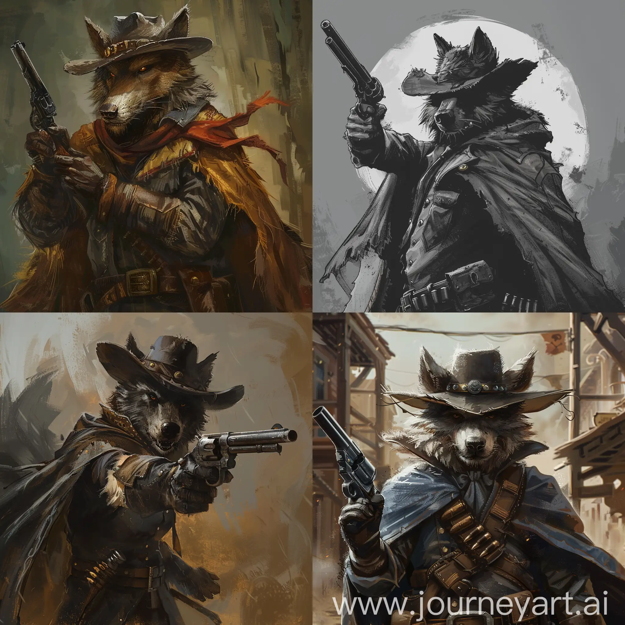 Western-Style-Werewolf-with-Cloak-Hat-and-Pistol