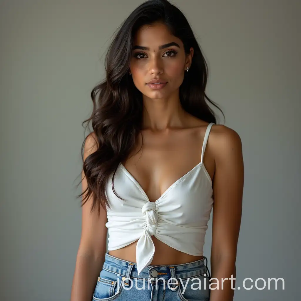 Stylish-Indian-Girl-in-Jeans-Top-with-White-Skin