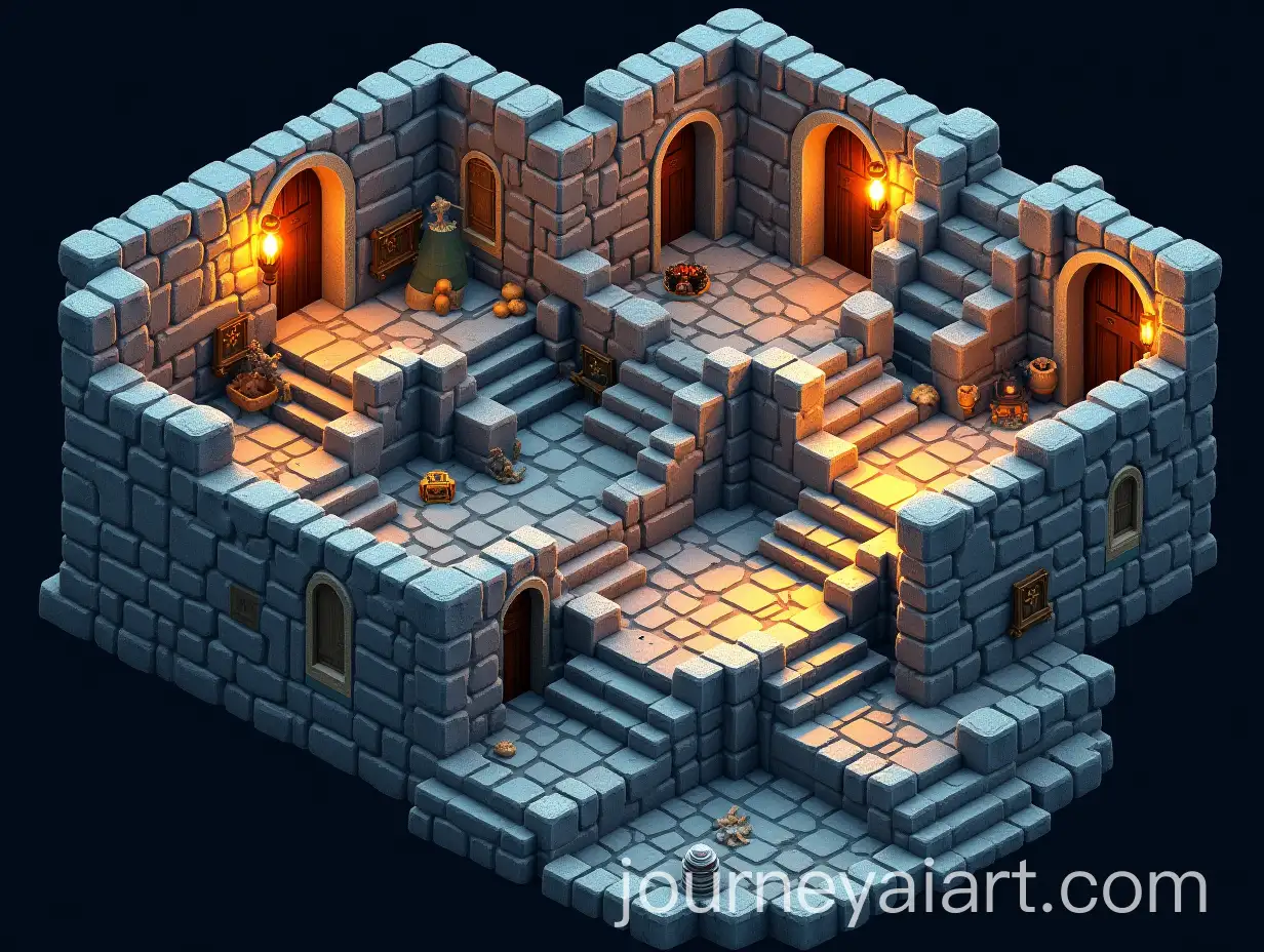 Stylized-Stone-Dungeon-Level-with-Intricate-Architecture-and-Adventurous-Atmosphere