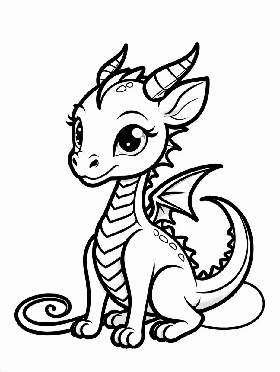 Chibi-Dragon-Coloring-Page-with-Simple-Line-Art-on-White-Background