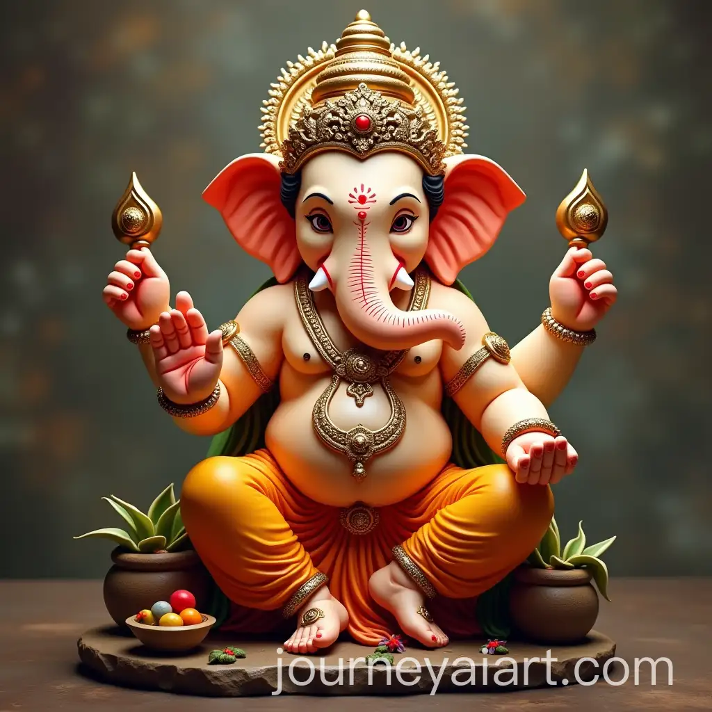 Lord-Ganesha-Image-with-Traditional-Offering-Ceremony