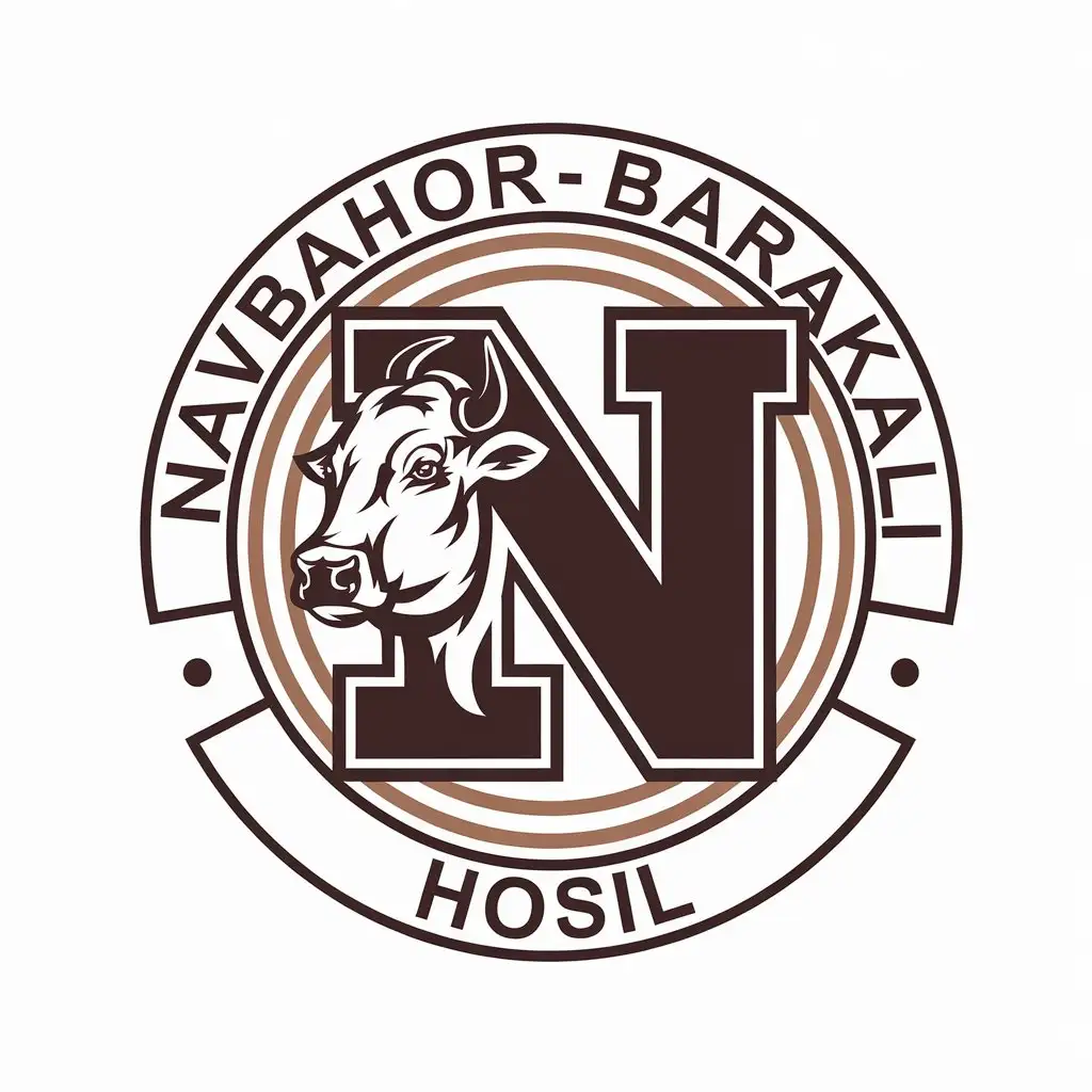 LOGO Design for NAVBAHORBARAKALI HOSIL Head Letter Cow Symbol with Moderate Style on Clear Background