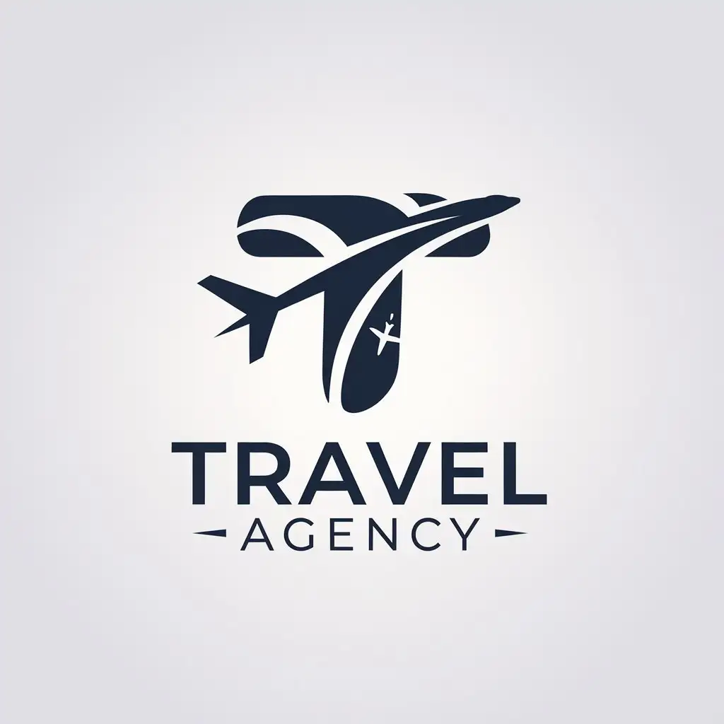 LOGO Design for Travel Agency Minimalistic T Symbol with Airplane Theme