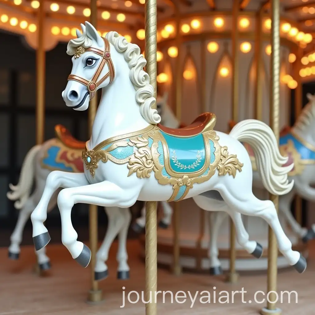 Majestic-White-Carousel-Horse-in-MidJump