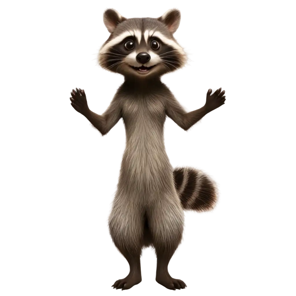 Cartoon-Raccoon-Standing-on-Hind-Legs-HighQuality-PNG-Image-for-Versatile-Uses