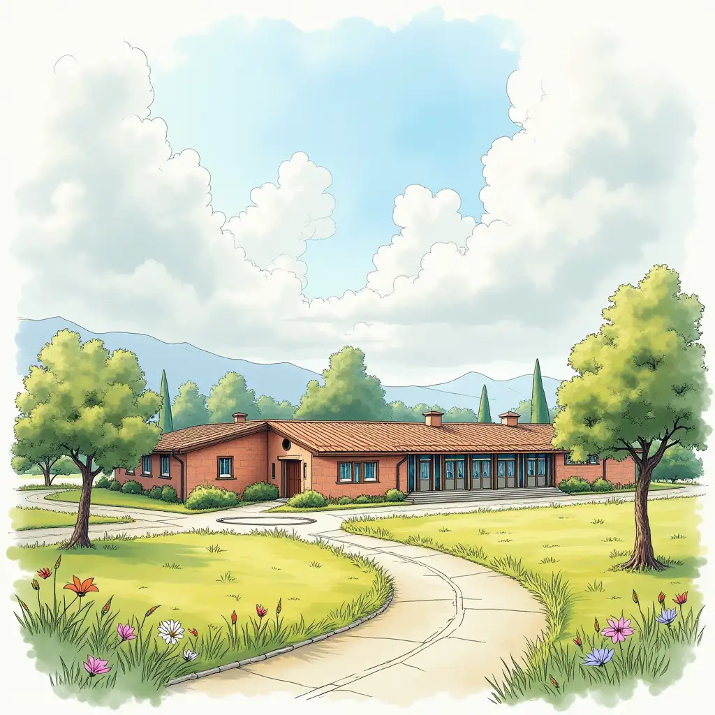 Draw a rural school of the future