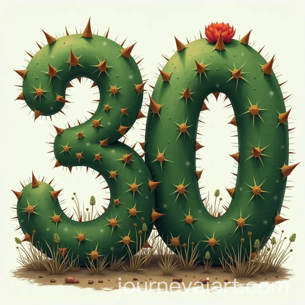Large-CactusTextured-Number-30-with-Green-Spikes