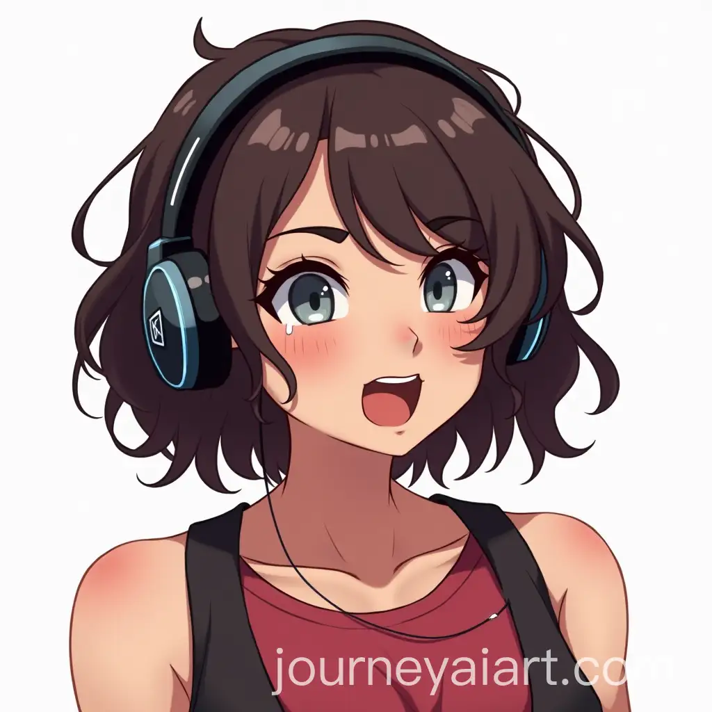 Rocker-Gamer-Girl-with-Headphones-Redthemed-Emote-Art