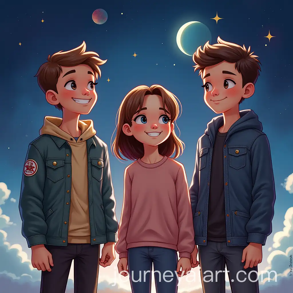 Three-Children-Exploring-a-Vibrant-Galaxy-Together