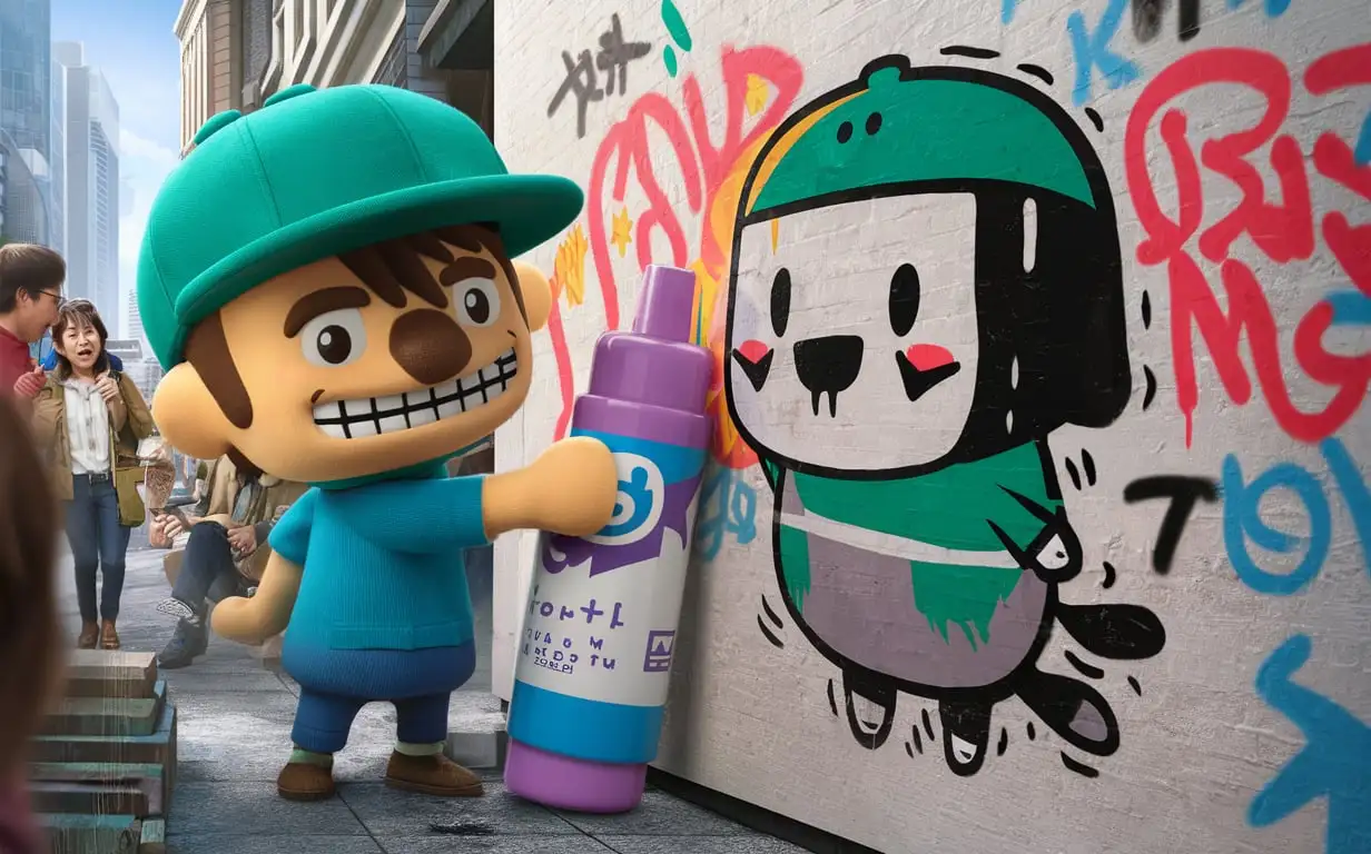 Tom Nook TAGGING A WALL WITH A GRAFFITI MARKER