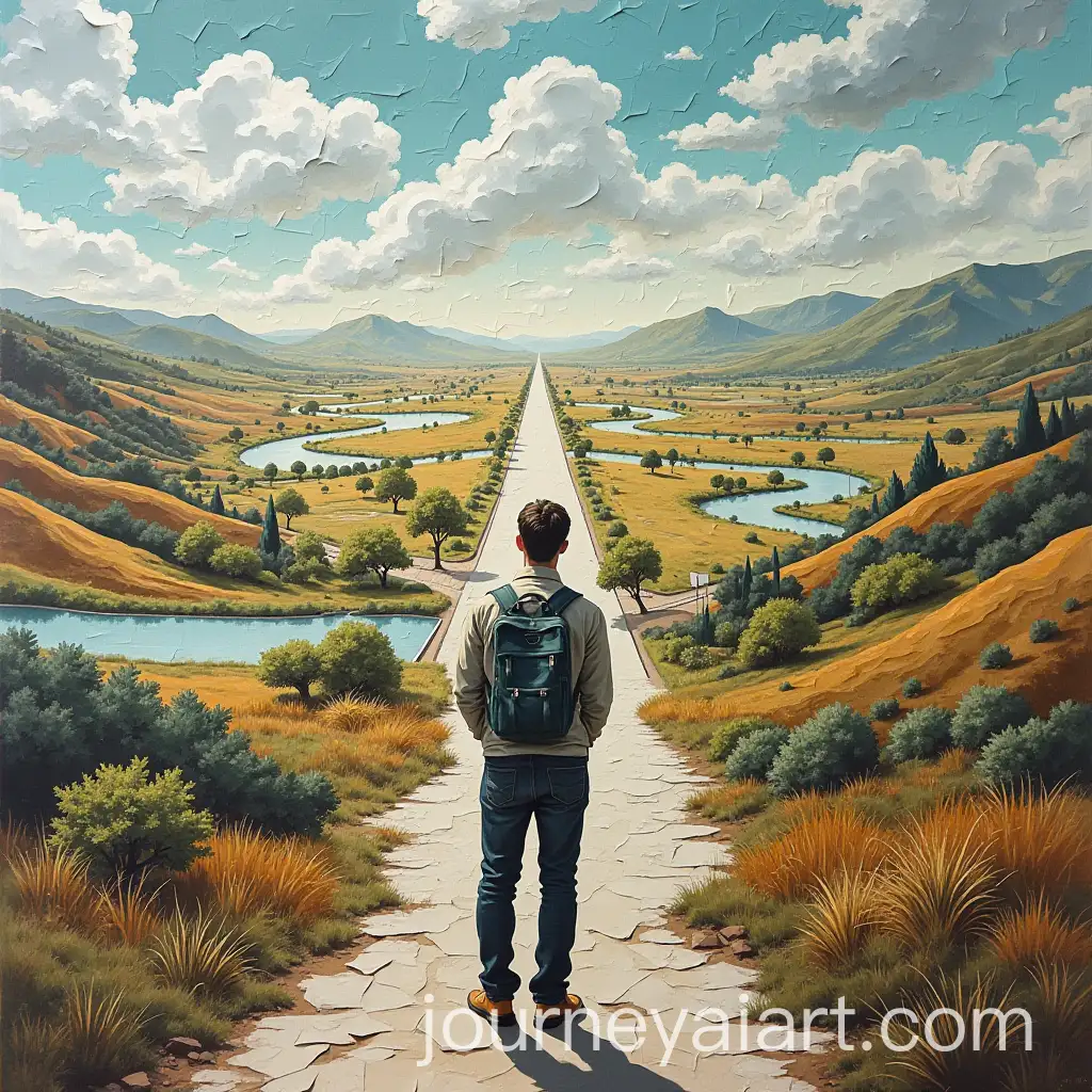 Man-Standing-Amidst-Diverse-Roads-in-a-Landscape-Collage