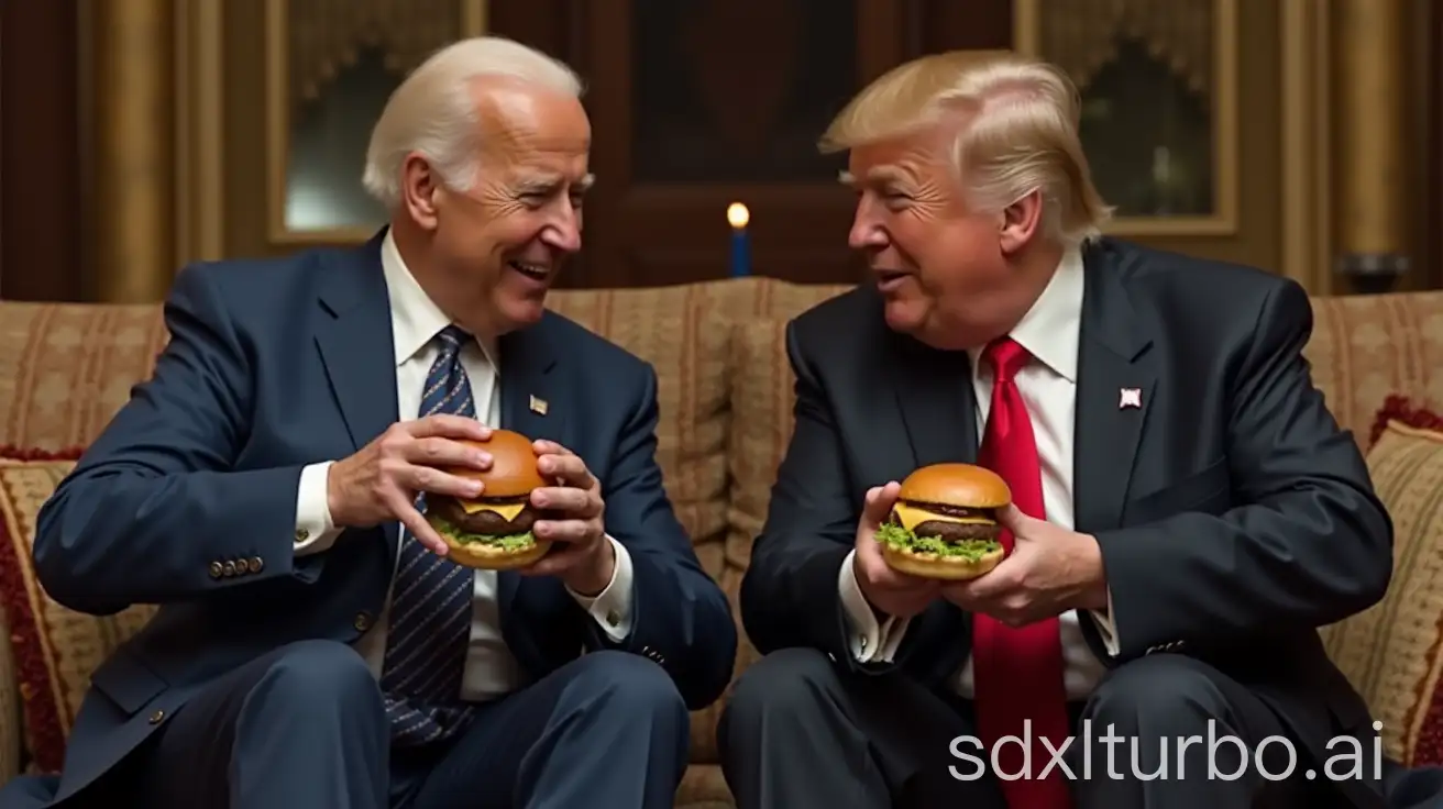 Joe-Biden-and-Donald-Trump-Enjoying-Burgers-on-a-Sofa