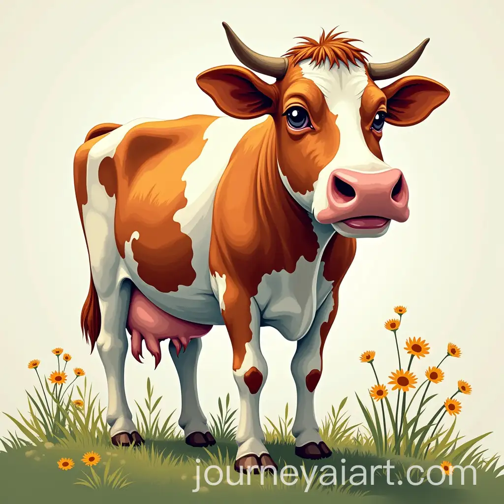 Vibrant-Cow-Illustration-in-the-Style-of-Maria-Prymachenko