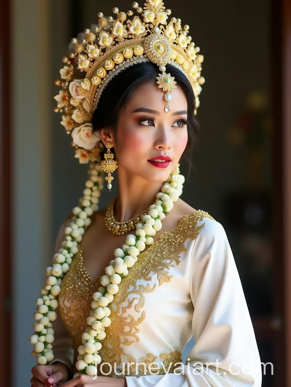Elegant-Woman-in-Traditional-Javanese-Clothing-with-Floral-Crown-and-Gold-Accents