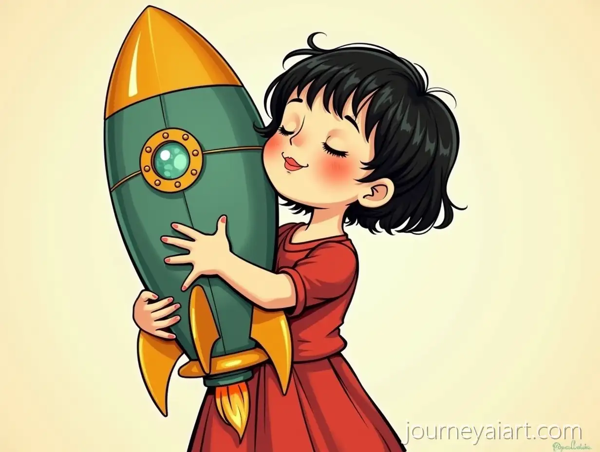Young-Child-Holding-Toy-Rocket-with-Serene-Expression-inChild-with-Toy-Rocket-ComicStyle-Art