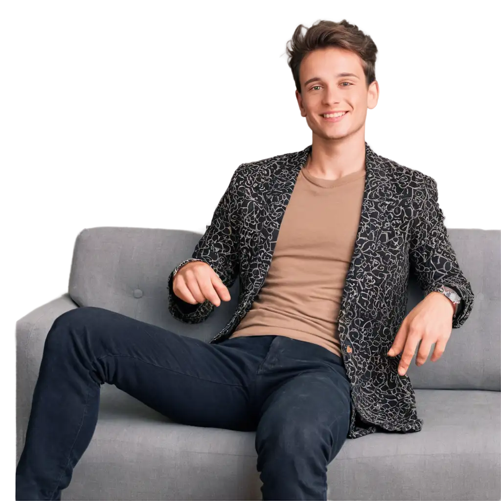 Handsome-Young-Man-Sitting-on-Modern-Couch-PNG-Image-with-Warm-Tones-and-Stylish-Outfit