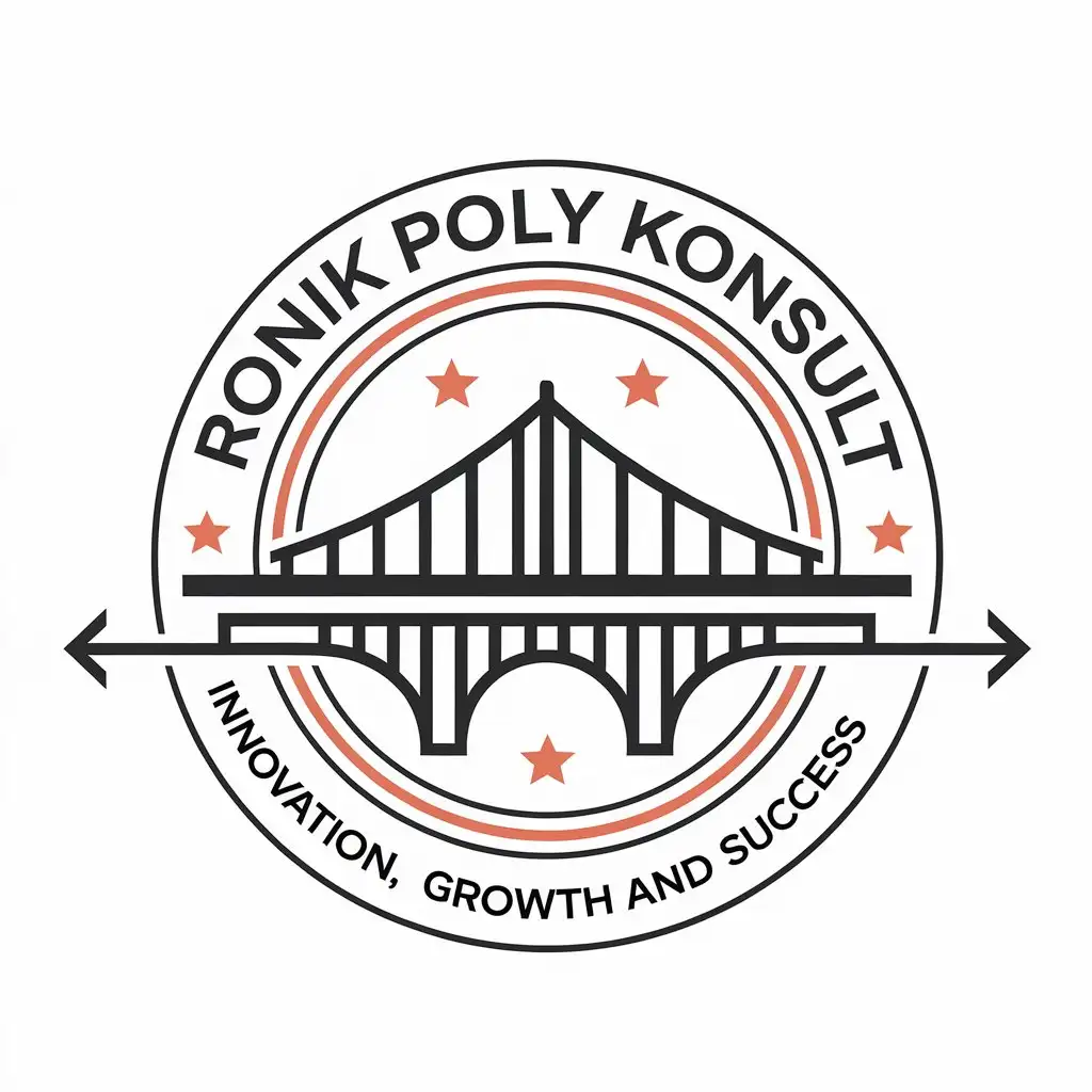 LOGO Design for RONIK POLY KONSULT Bridge Arrow Symbol for Innovation Growth and Success in Education