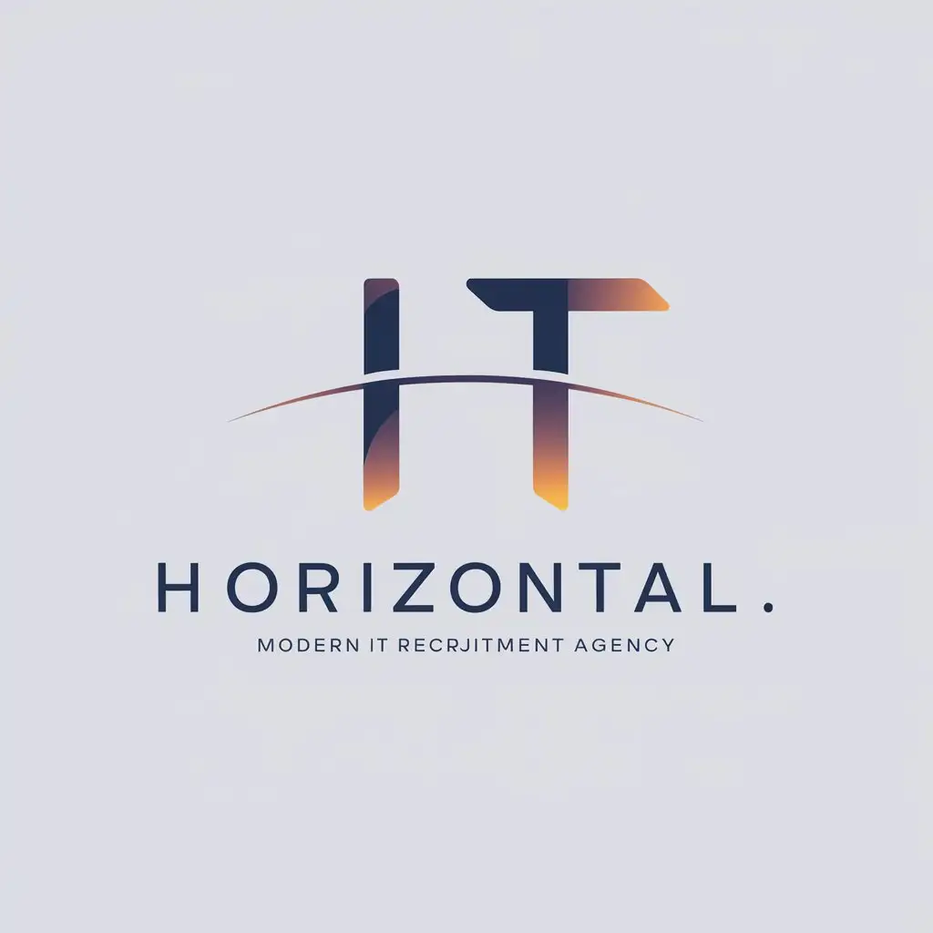 LOGO Design for HorizonTal Sleek Modern Intertwined H and T with Gradient Orange and Deep Blue for IT Recruitment Agency