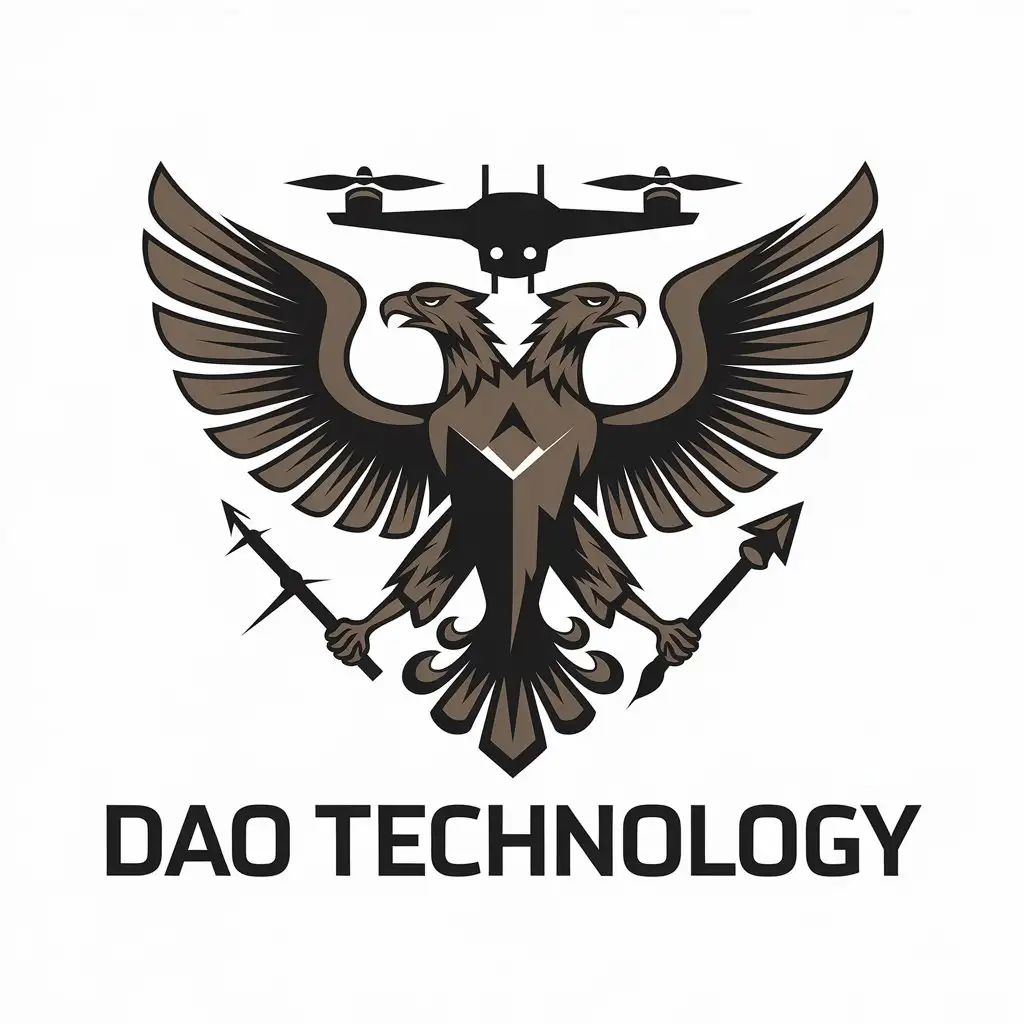 LOGO-Design-for-DAO-Technology-Futuristic-Drone-and-TwoHeaded-Eagle-Symbol-in-Tech-Industry