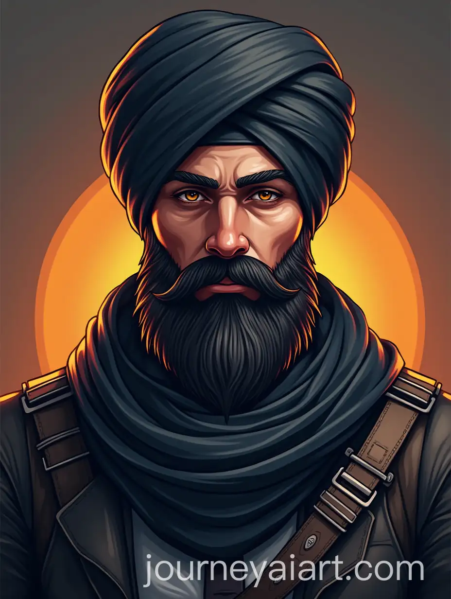 PUBG-Gamer-with-Black-Turban-and-Imperial-Beard-in-Full-Costume-for-YouTube-Thumbnail