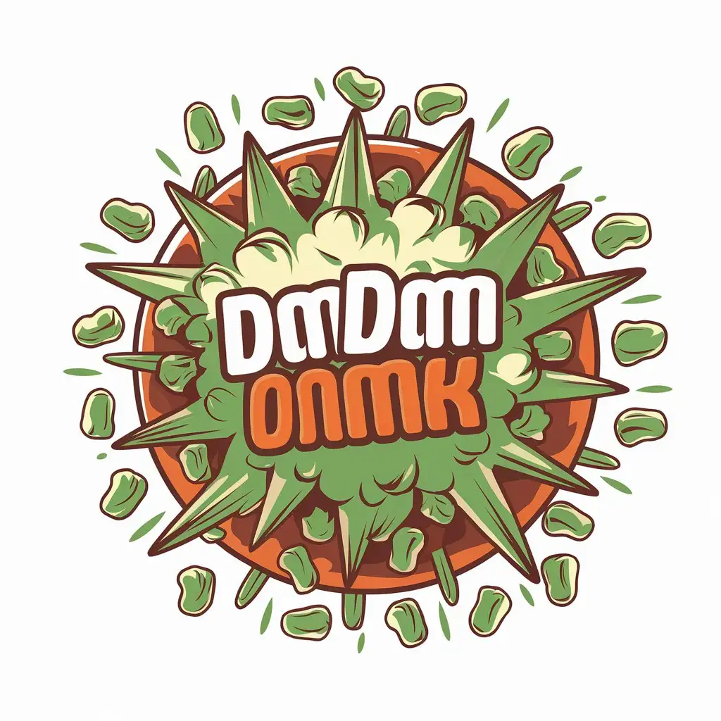 LOGO Design for Damdam Exploding Kernels with Green Round Snack Theme