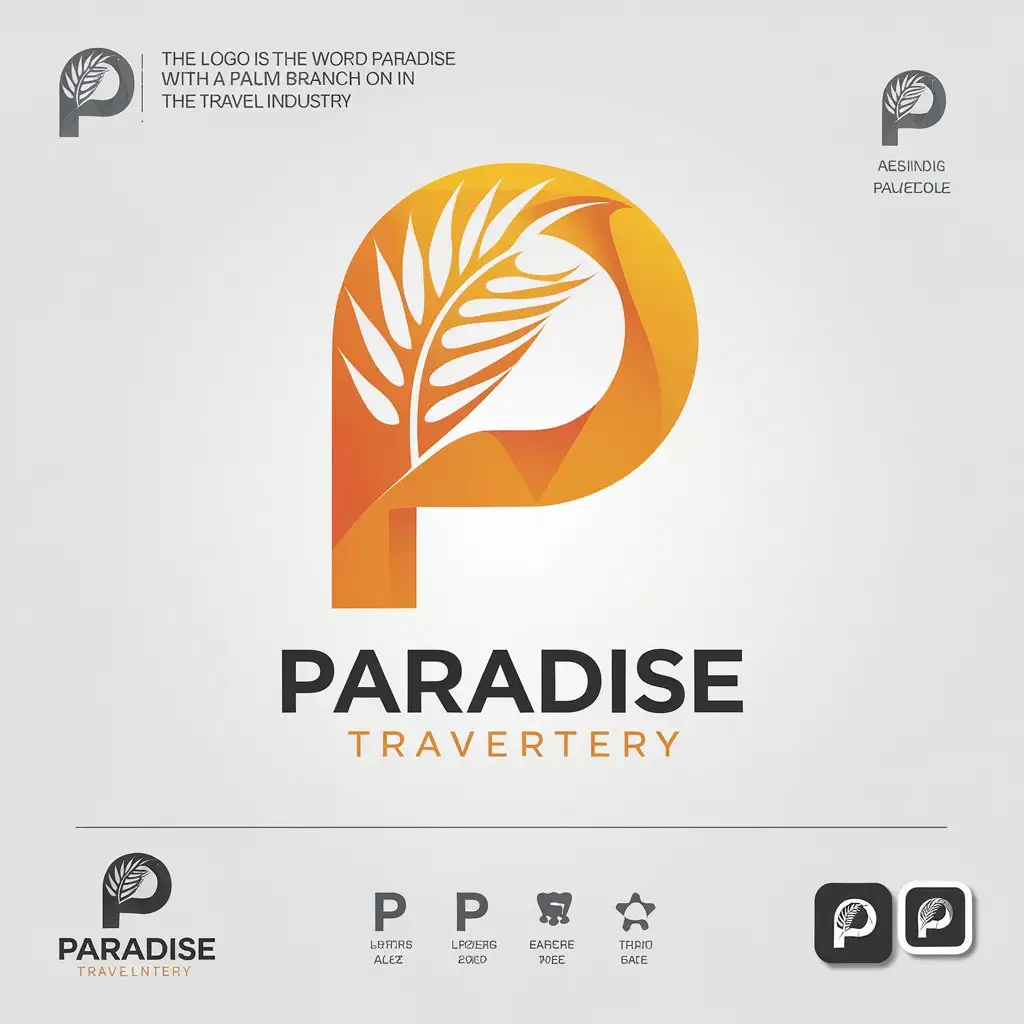 LOGO Design For Paradise Elegant Typography with Palm Branch Accent