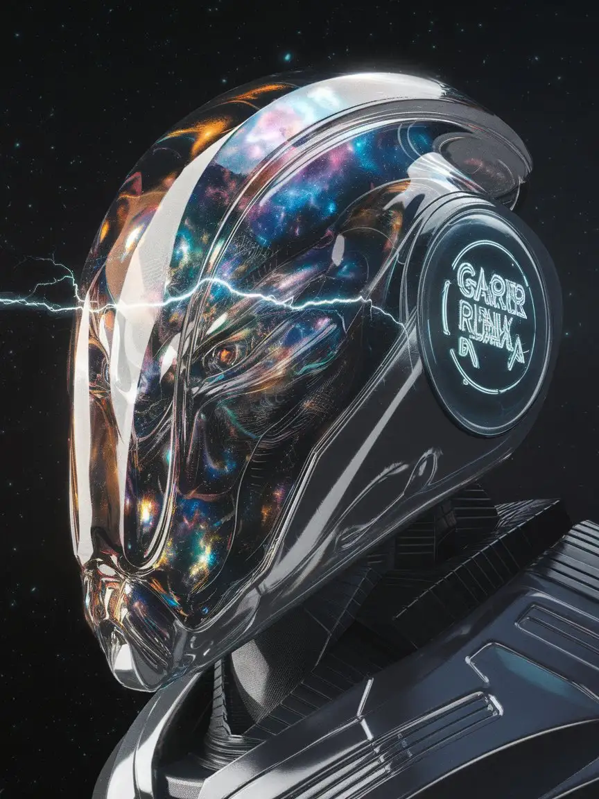 Futuristic-Alien-Helmet-with-Neon-Holographic-Engraving-and-Reflective-Surface