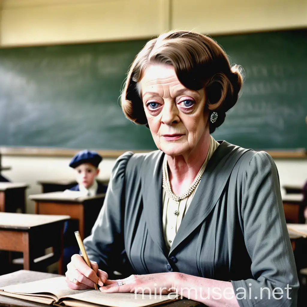 1920s Classroom Color Portrait of Maggie Smith as a Teacher