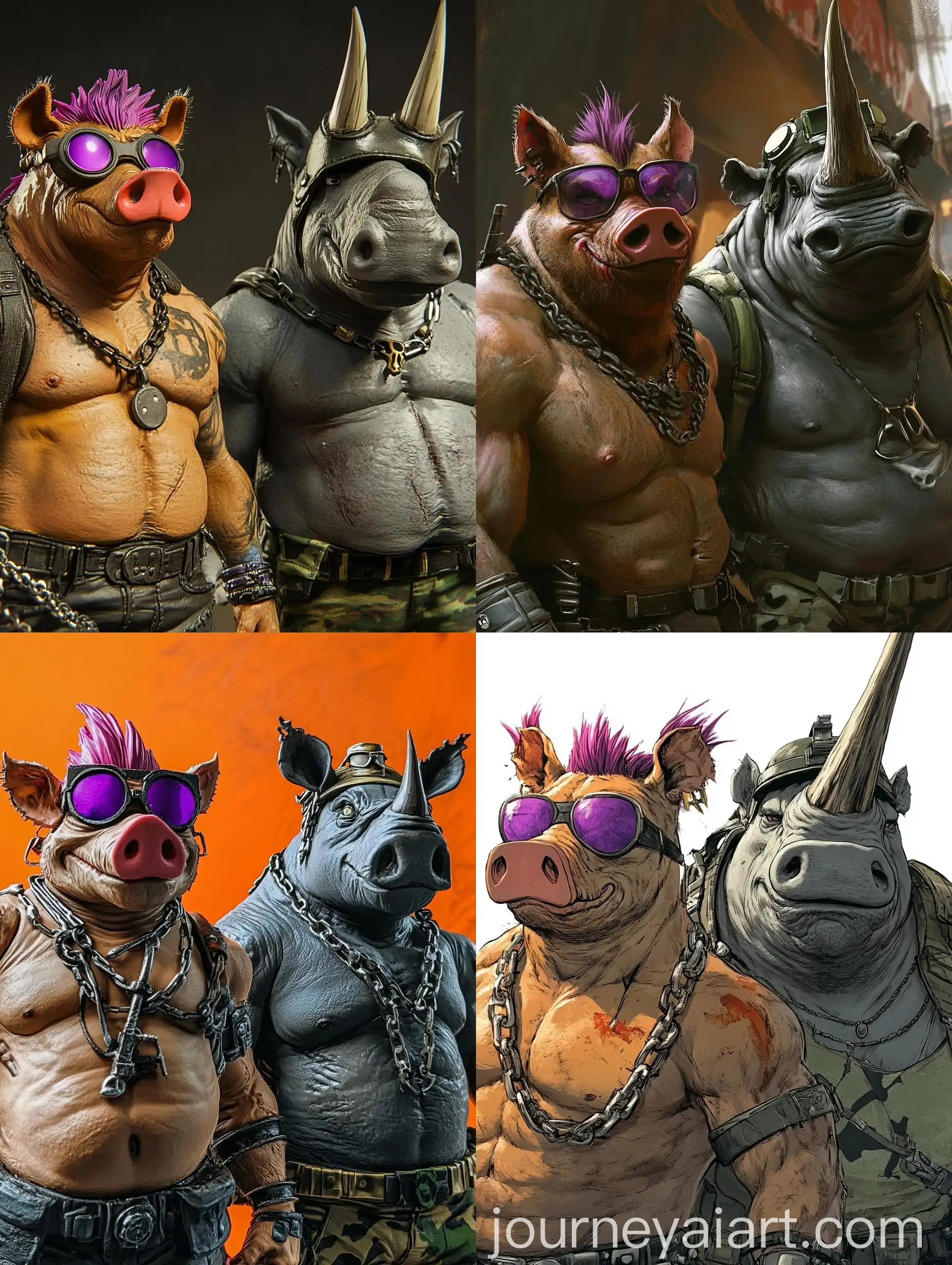 Mutated-Boar-and-Rhinoceros-CloseUp-Portrait-with-Unique-Fashion-Style