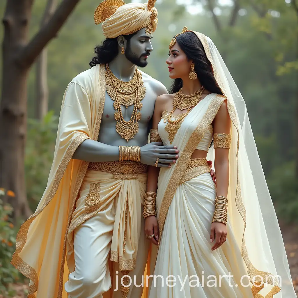 Radha-Krishna-in-White-Dresses-Standing-Together