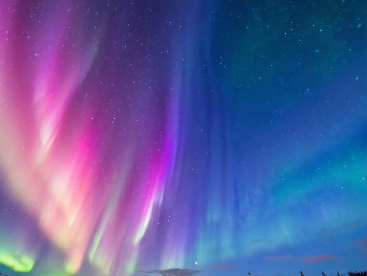 Colorful Northern Lights Illuminating a Starless Night Sky