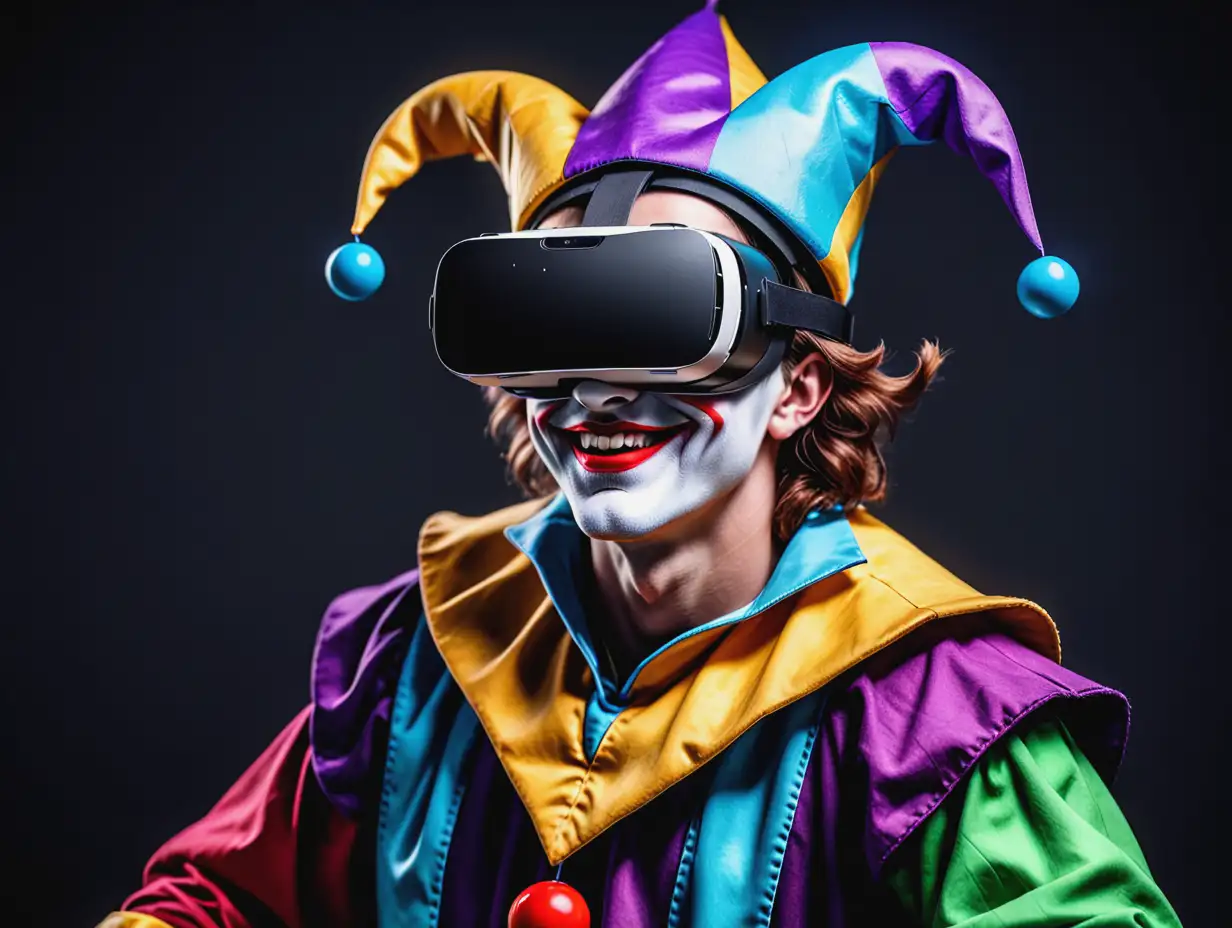 Jester-Wearing-Virtual-Reality-Glasses-in-Futuristic-Setting