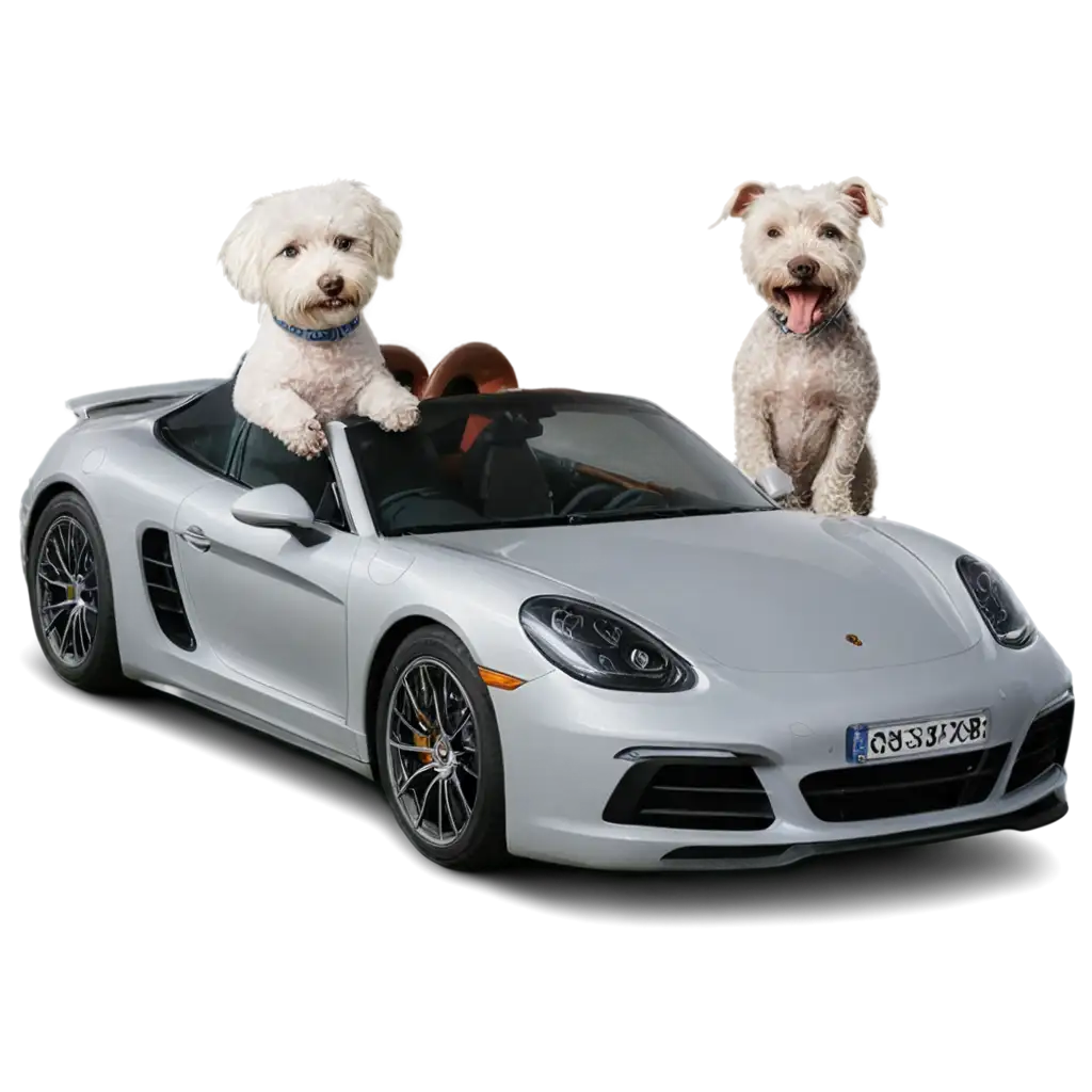 PNG-Image-Elegant-Dog-Riding-in-a-Porsche