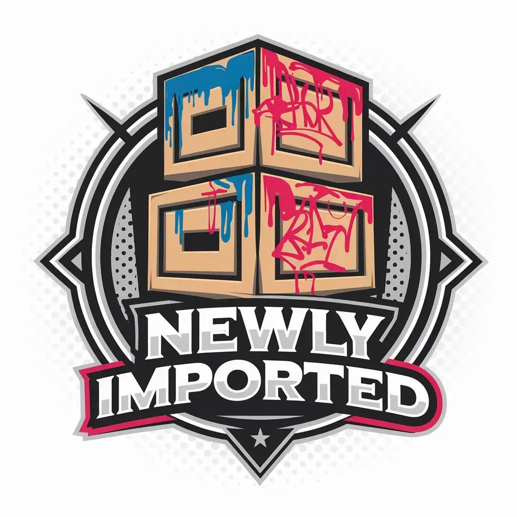 LOGO Design for Newly Imported Shipping Crates with Graffiti Dripping for Retail Industry