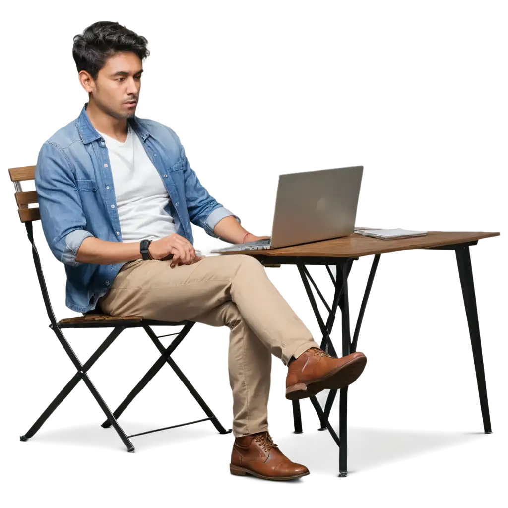 PNG-Image-of-a-Stressed-Man-Sitting-in-a-Chair-Working-on-a-Laptop