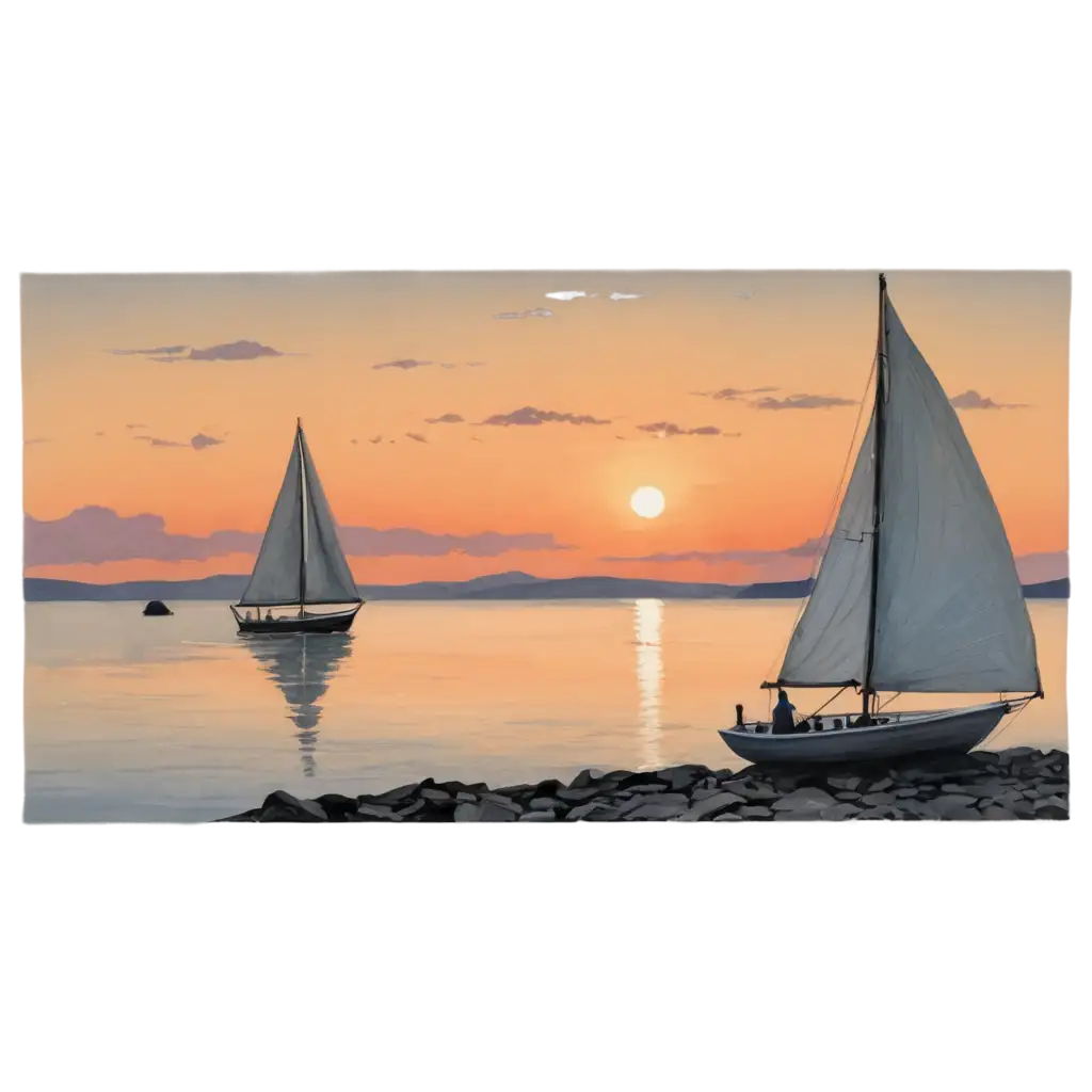 Scenic-Drawing-at-Sunset-with-Sailboat-on-the-Horizon-PNG-Image