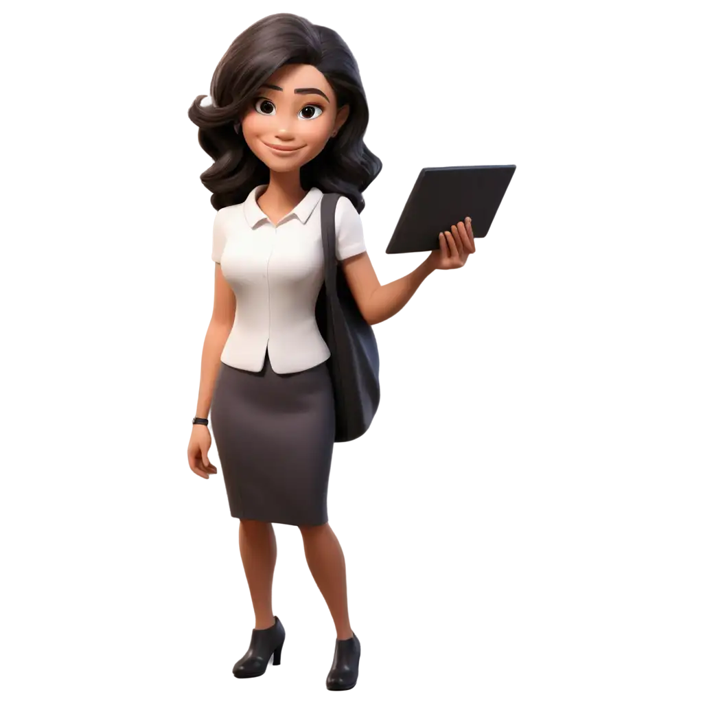 Young-Cartoon-Woman-in-Professional-Setting-PNG-Perfect-for-WorkRelated-Graphics-and-Visuals