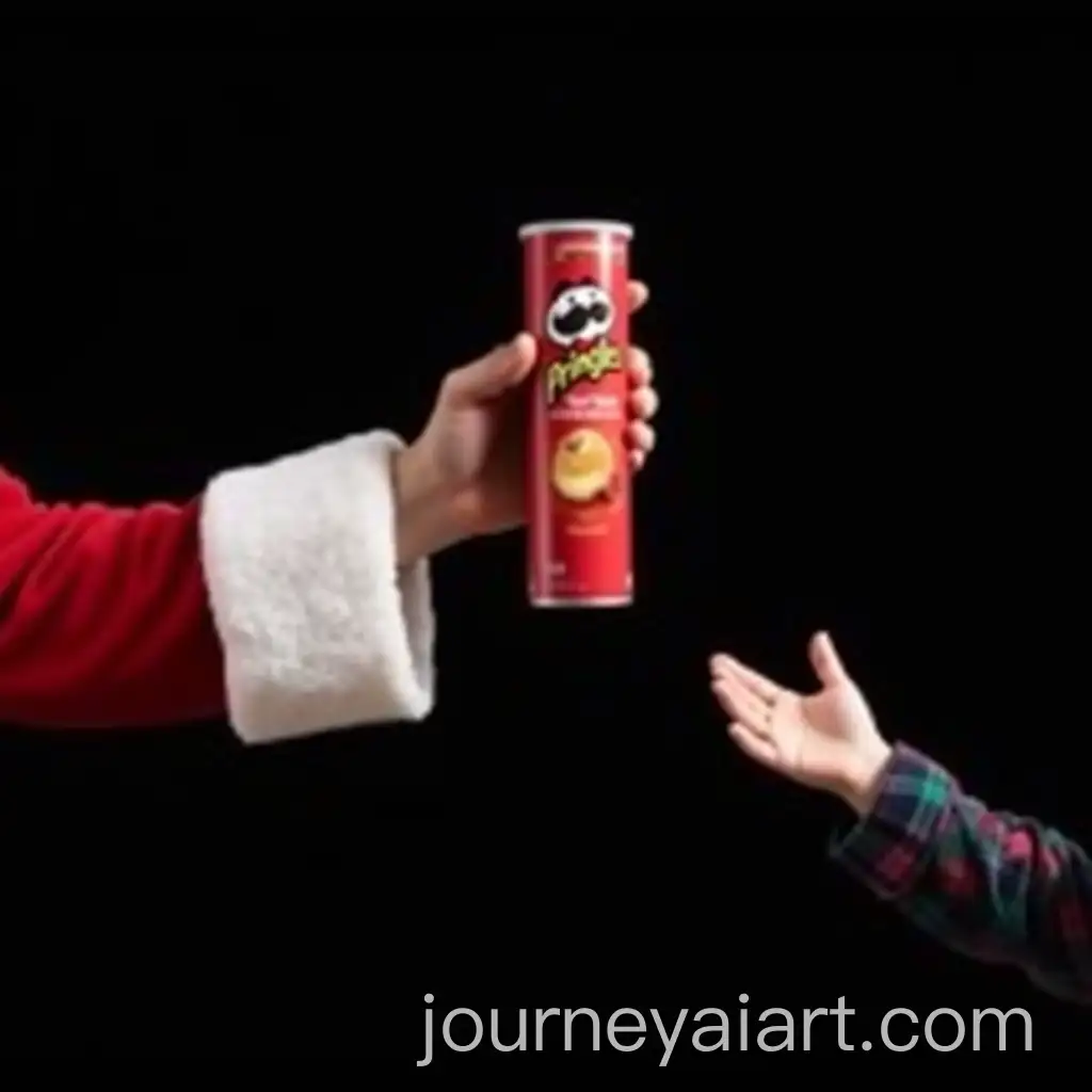Santa-Claus-Handing-Pringles-Can-to-Child-in-Festive-Setting