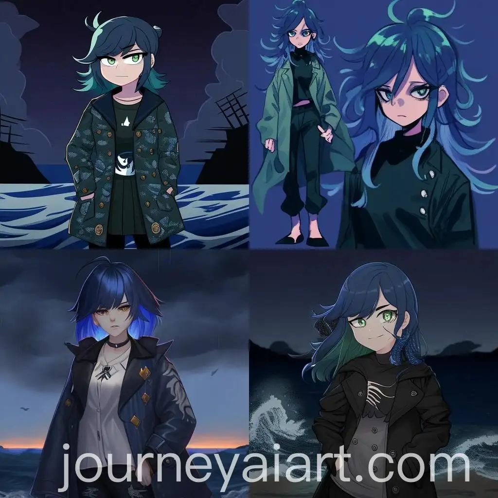 Anime-Girl-in-Long-Grey-Coat-with-Dark-Sea-Background