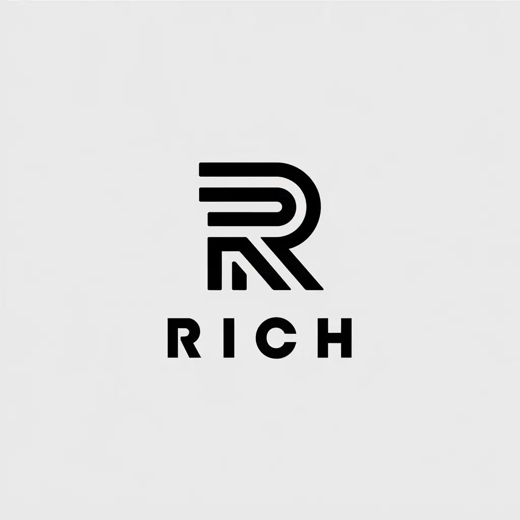 LOGO Design for RICH Minimalistic Vector with R Symbol and Clear Background