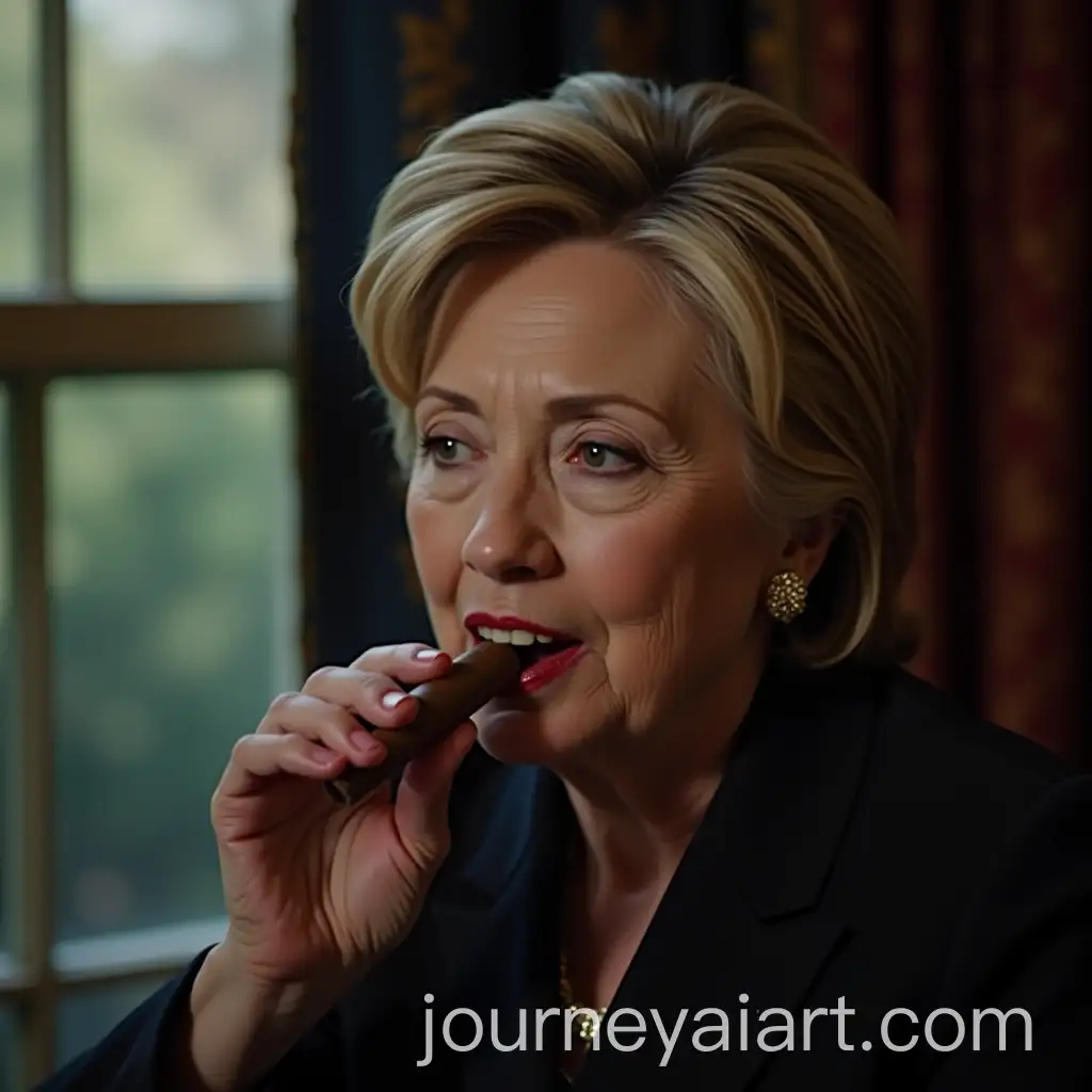 Hilary-Clinton-Caught-Smoking-a-Cigar-in-the-Oval-Office