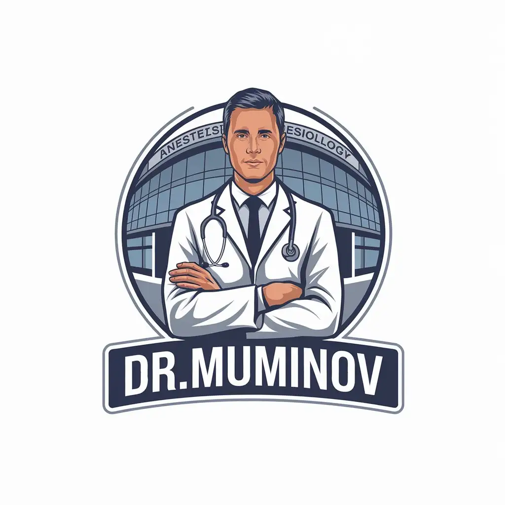 a vector logo design,with the text "DR.Muminov", main symbol:Doctor,Moderate,be used in Anesthesiology industry,clear background