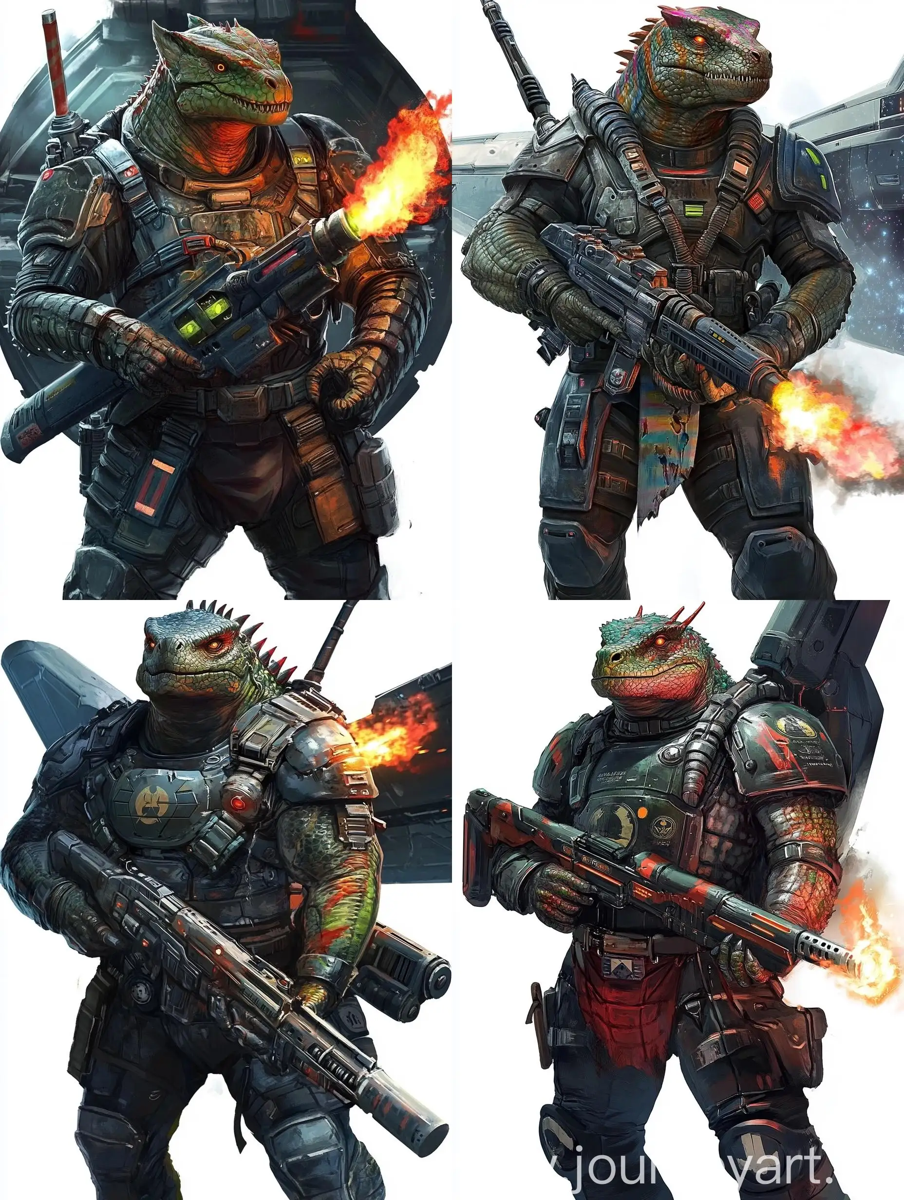 Muscular-Iguana-Space-Warrior-in-Heavy-Armor-with-Flamethrower